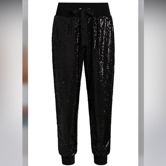 Cinq à Sept Black Sequin Giles Joggers - Picture 5 of 8